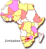 Africa map showing Zimbabwe